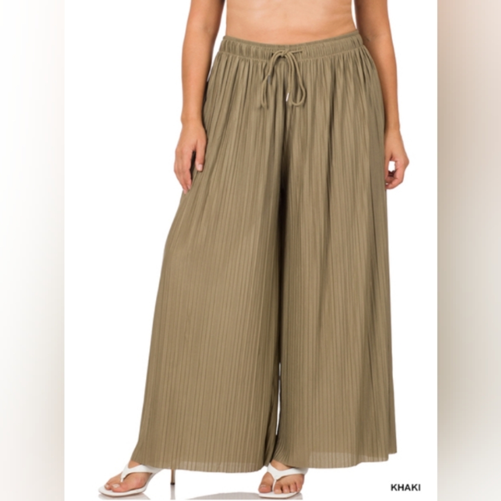 Zenana plus size lined pleated pants